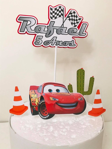 Topo Topper De Bolo Personalizado Aniversário Carros Disney